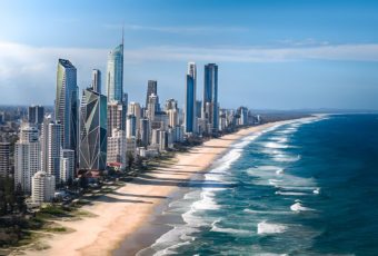 Aerial View Of Surfers Paradise Skyline With High-Rise Buildings Along Gold Coast Beach — Metwide Communications in Gold Coast, QLD