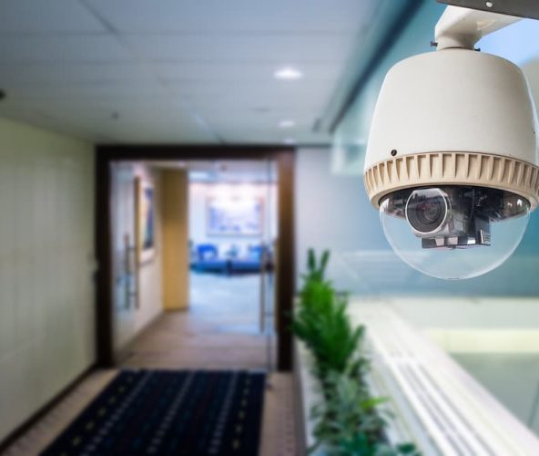 Dome-Style CCTV Camera Operating Inside Office Building for Surveillance — Metwide Communications in Gold Coast, QLD